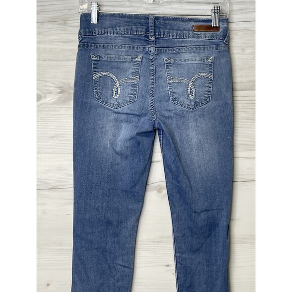 WallFlower Jeans Womens 3 Skinny Stretch Denim Double Button Mid Rise Y2K - Picture 13 of 15